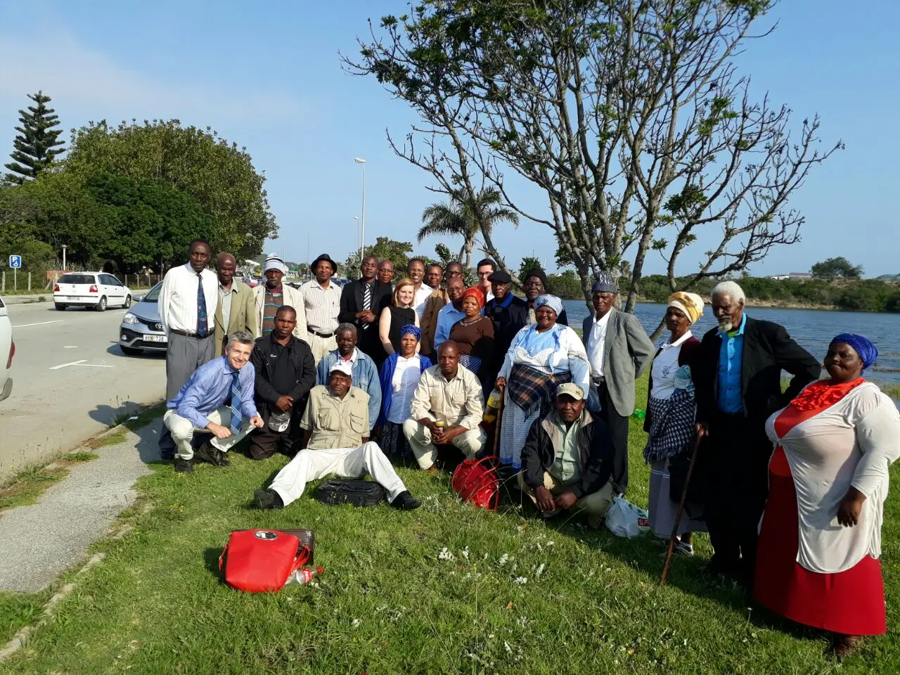 Figure 3: Members of the Prudhoe Community together with their legal team outside the Land Claims Court sitting in Port Alfred